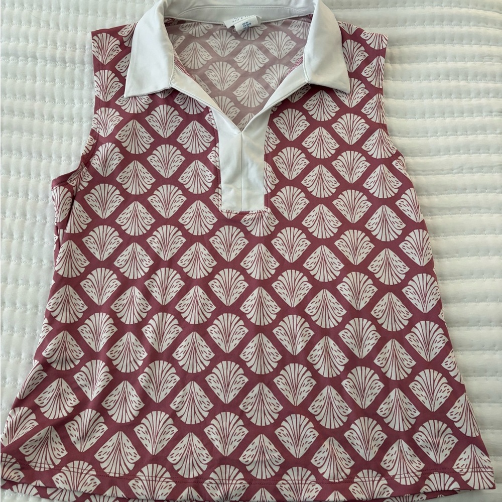 Sigrid Olsen Golf Sleeveless Patterned Top - Pink and White